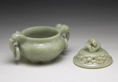 图片[3]-Jade incense burner with animal-mask pattern, Qing dynasty (1644-1911)-China Archive